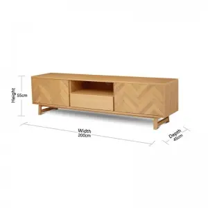 Modern Simple Natural Versatile Herringbone Wood Grain Taylor Entertainment Unit