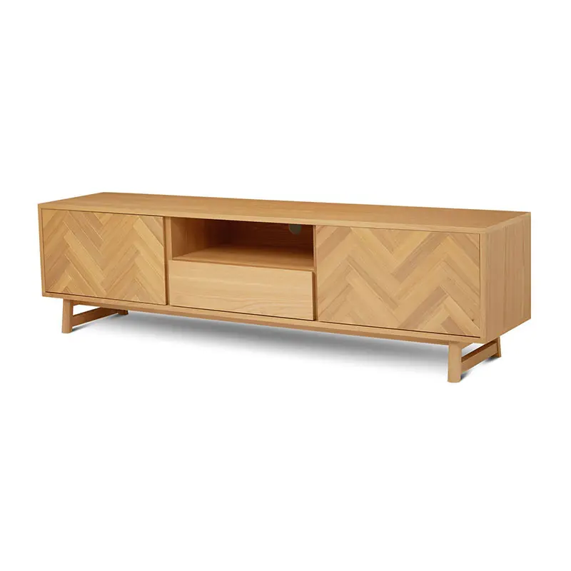 Modern Simple Natural Versatile Herringbone Wood Grain Taylor Entertainment Unit
