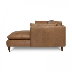 Modern Simple Elegant and Fashionable High-set timber legs Eton Leather Sofa