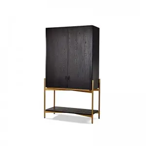 Modern Natural Elegant Retro Luxurious Versatile Golden High-leg Bronx Bar Cabinet