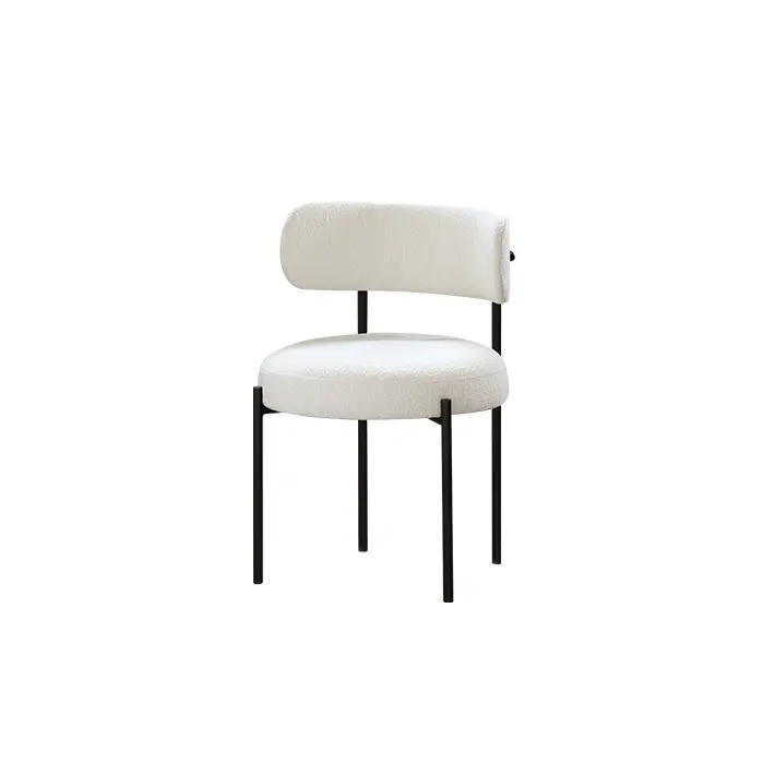 Modern Simple Comfortable Fashion Versatile Luxe Ailsa Dining Chair—Boucle Fabric(white)1.2