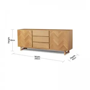 Modern Simple Natural Versatile Herringbone Wood Grain Taylor Buffet
