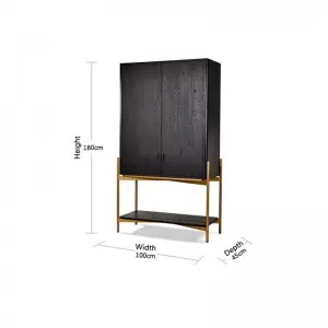 Modern Natural Elegant Retro Luxurious Versatile Golden High-leg Bronx Bar Cabinet