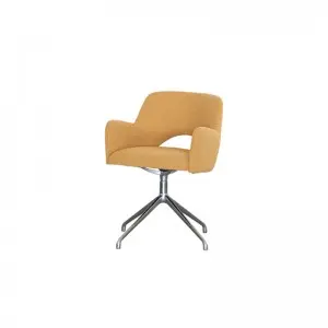 Modern Simple Veneto Rotating Office Chair With Metal Legs(yellow)